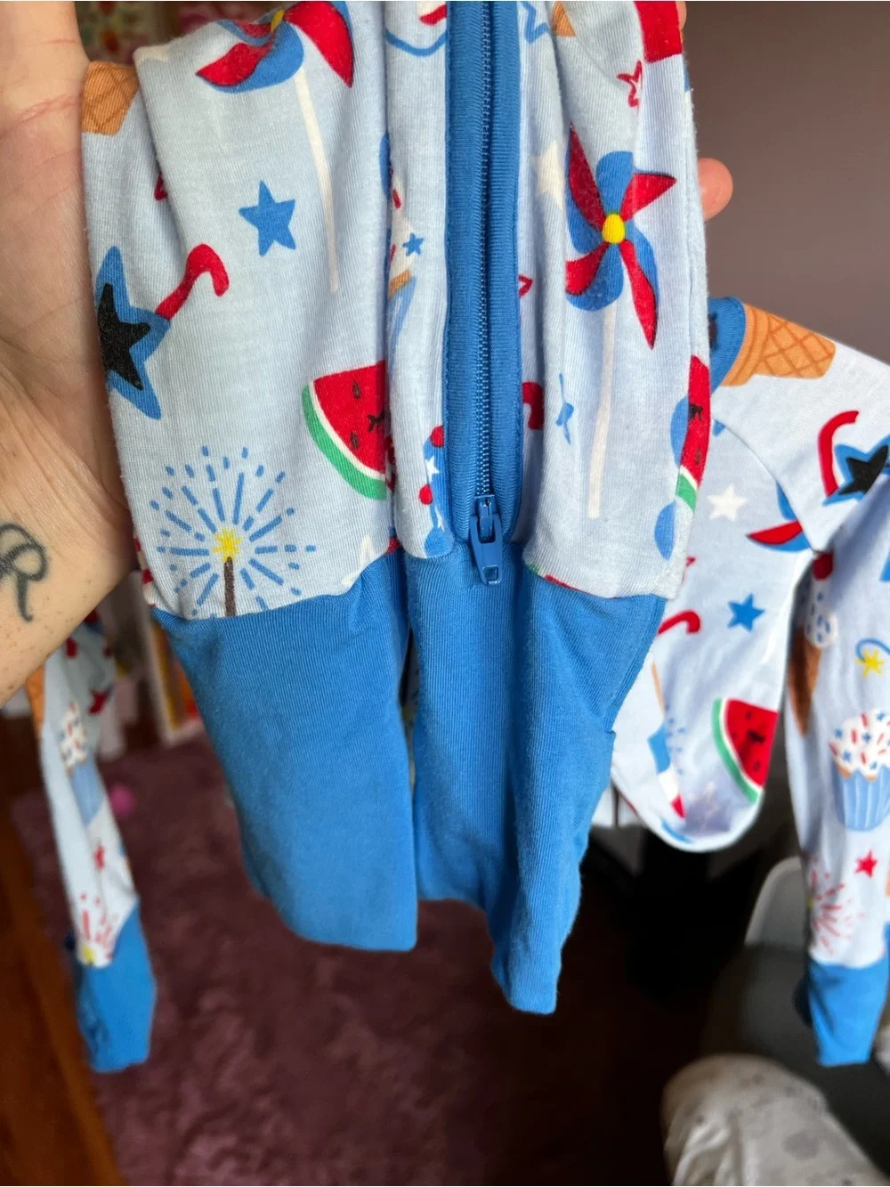 Little Sleepies Stars, Stripes, and Sweets Zippy Pajamas Size 12-18M VGUC